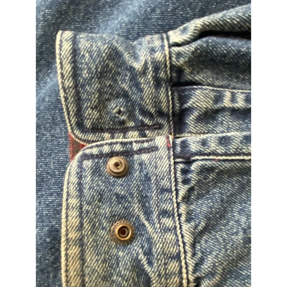 LL Bean Vintage 90’s Flannel-Lined Med Wash Denim Utility Shacket Men’s Size XL